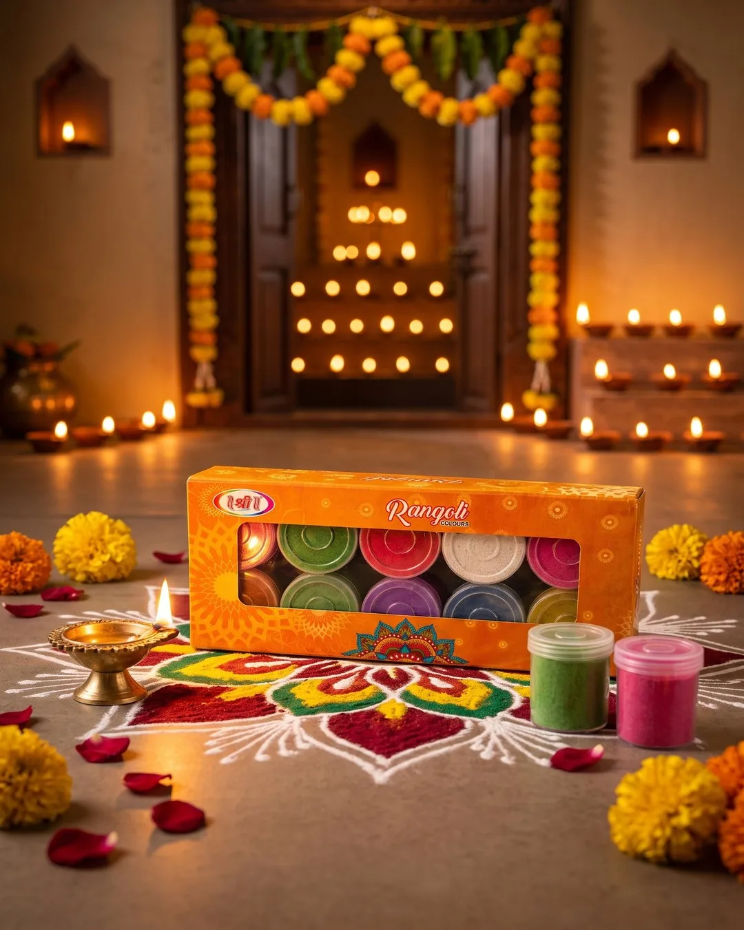Shree Rangoli 100g Box (Flat Dibbi) — Shaktirang, Hathras