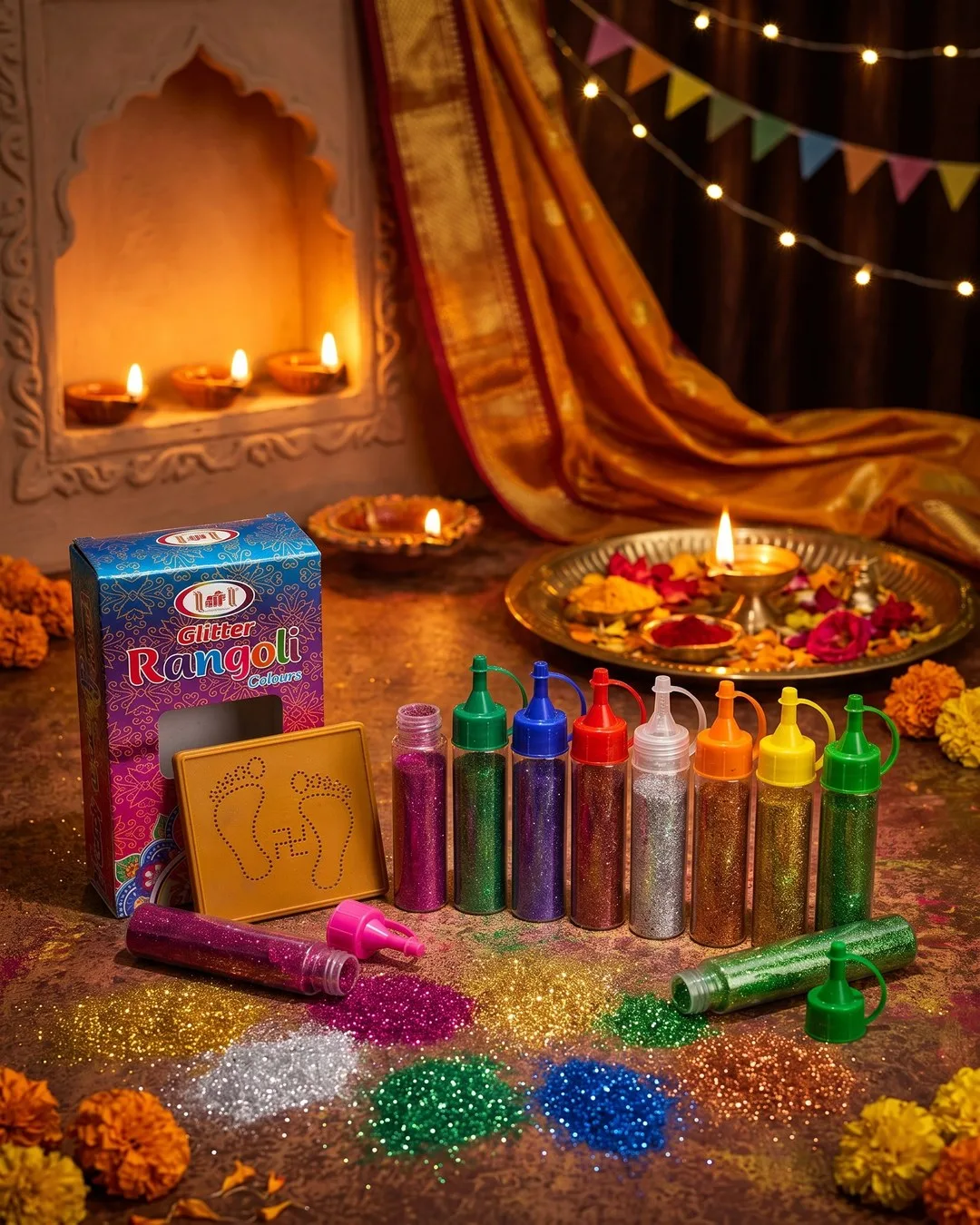 Shree Glitter Rangoli Box — Shaktirang, Hathras